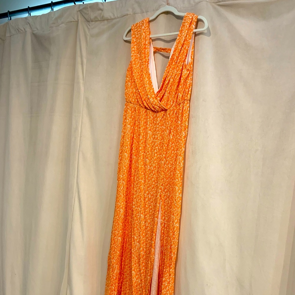 H&M plunging orange maxi, Size M.